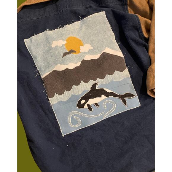 XL Upcycled Cotton Shirt Landscape Orca Granola - Picture 3 of 5